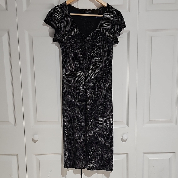 New York & Company Dresses & Skirts - ✨ New York & Company Polka Dot Midi Dress | Chic Minimal Tie Front ✨